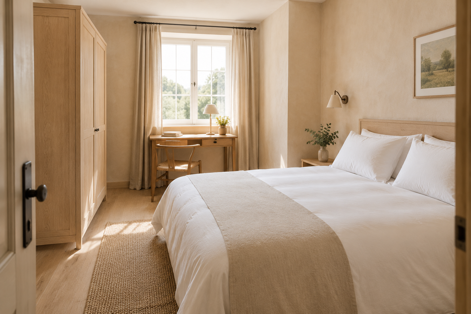 A double room seen from the doorway